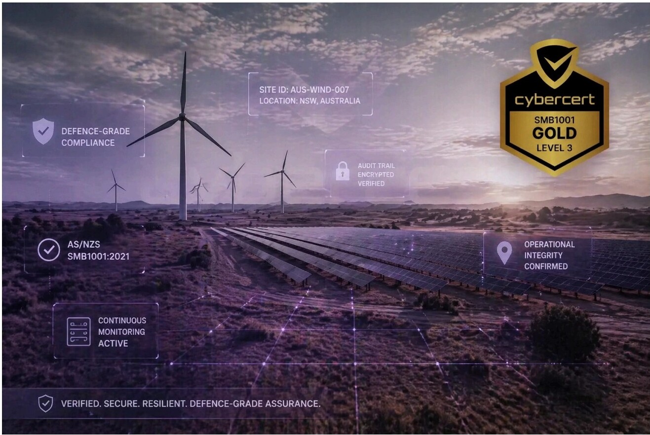 Wind turbines and solar panels with compliance and security overlays