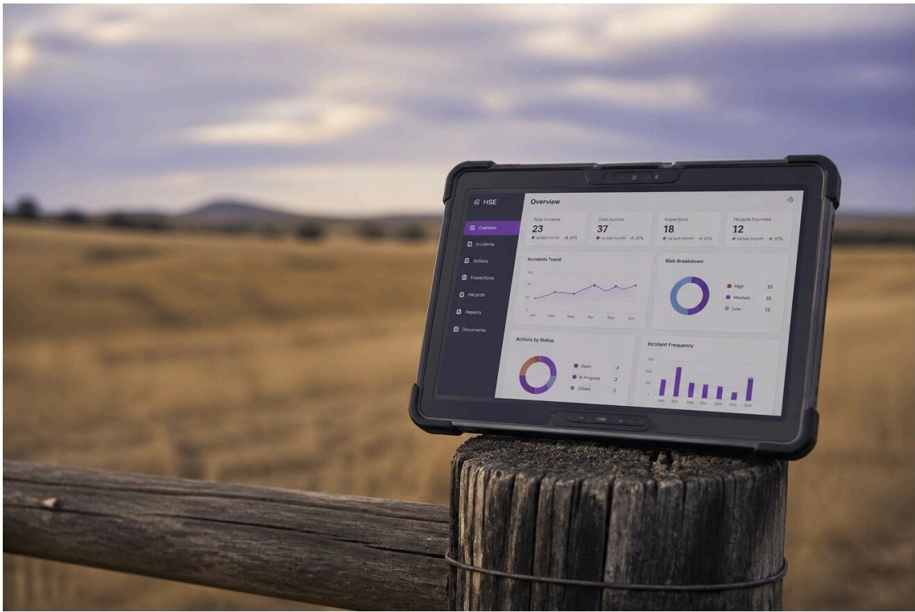 HSE Overview dashboard on a tablet