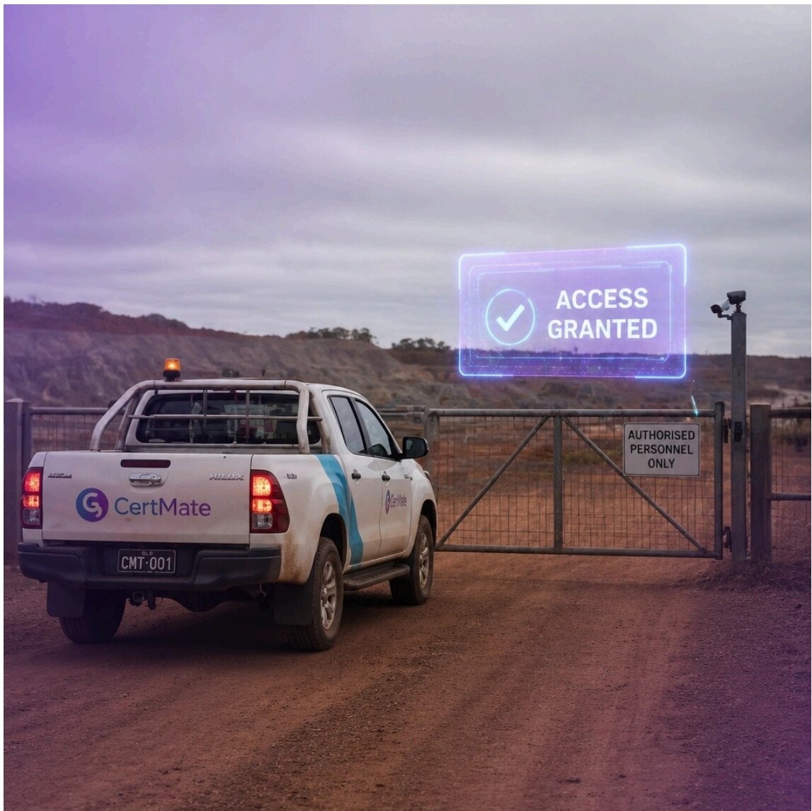 Access Granted authorised personnel only sign with CertMate branding